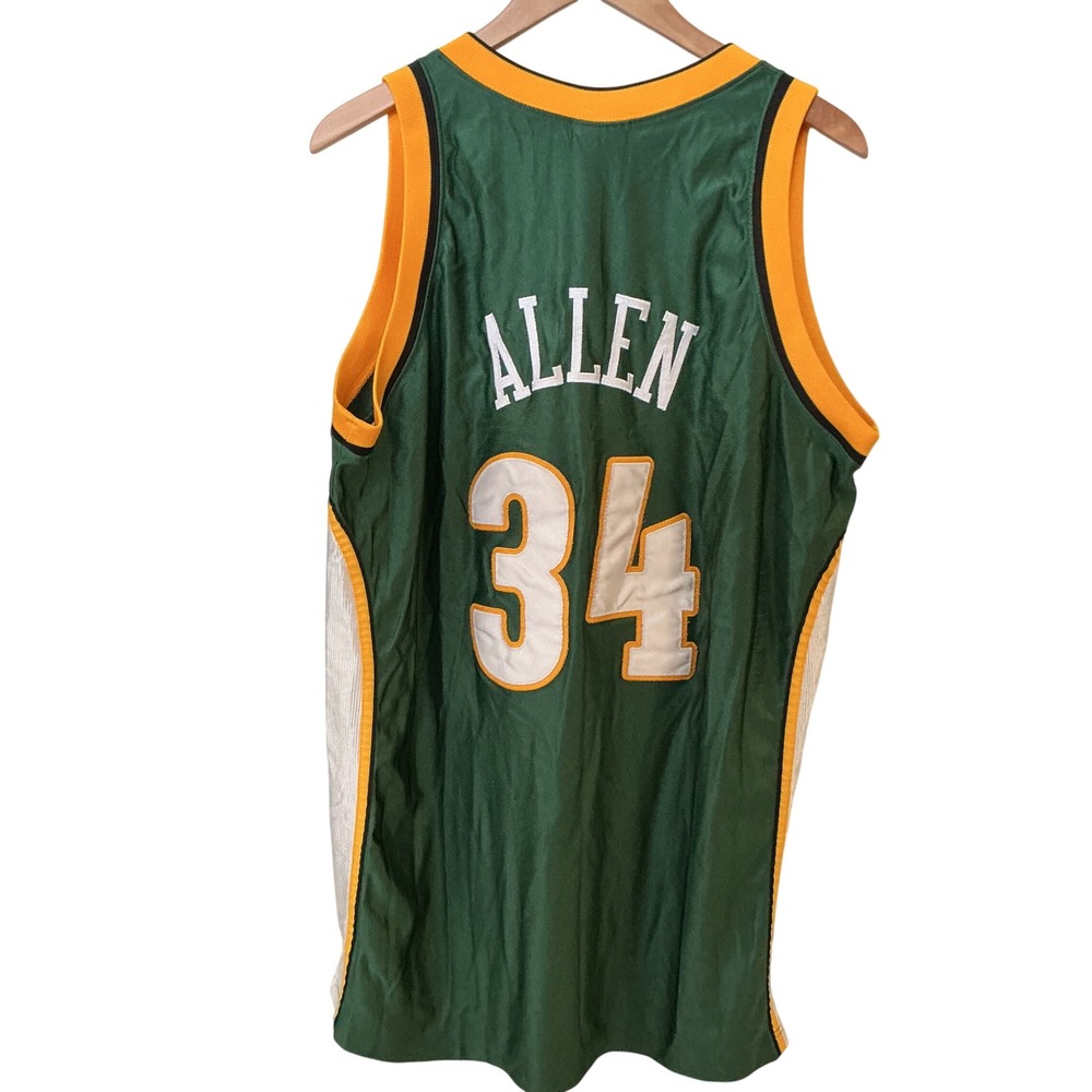 Reebok Seattle SuperSonics Ray Allen 34 NBA Basketball Jersey Green Size 48 L - Picture 3 of 11